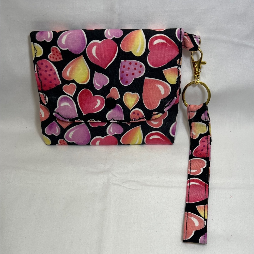 Handmade Colorful Heart Pattern Change Purse with Wristlet - Picture 2 of 8
